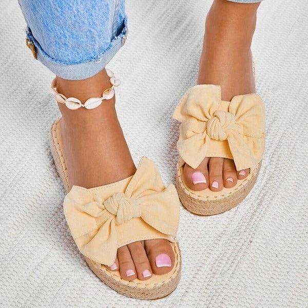 Hemp rope plus size bow sandals female solid color ladies flowers