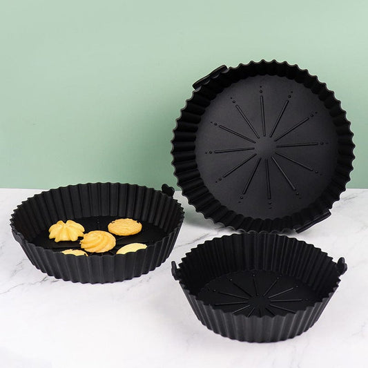 Air Fryer Silicone Baking Tray Food Grade Binaural Round