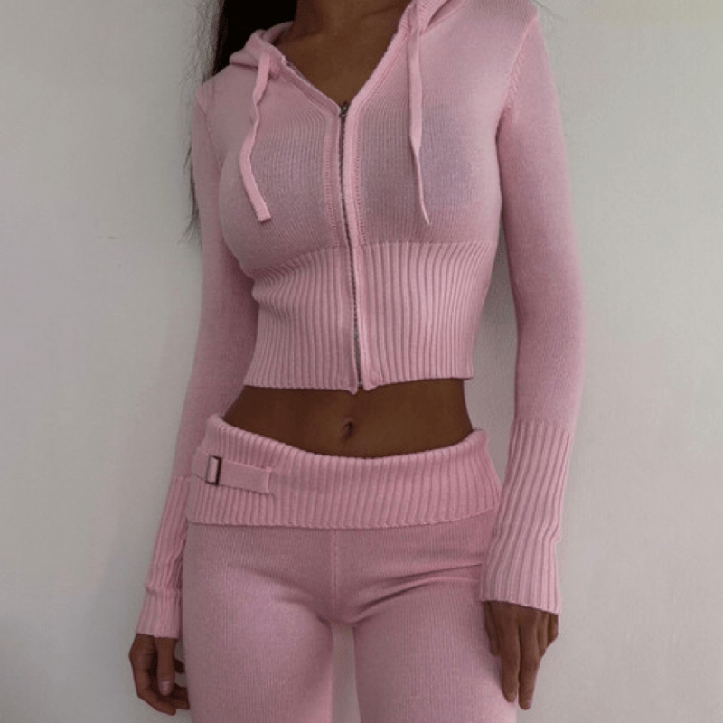 Lounge-Ready Knitted Two-Piece Set