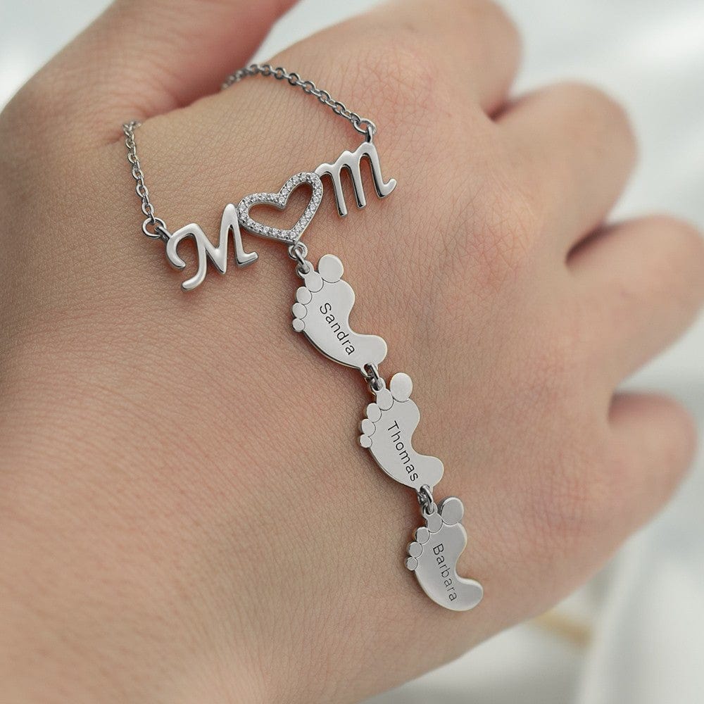 Mothers Day Gift: The Mom Necklace with Baby Feet